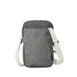 Bolso bandolera Rip Curl Slim Pouch Classic Surf, color gris con logo estampado en el frente y correa ajustable color beige.