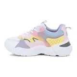 Championes urbanos con plataforma, acordonados, color blanco con detalles en rosa, celeste, amarillo y lila.