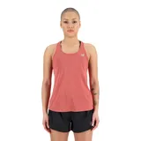 Musculosa deportiva New Balance color salmón con logo reflectivo en el pecho.