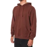 Hoodie Katin Emb Fleece de color marrón, con capucha ajustable con cordón, bolsillo tipo canguro y pequeño logo bordado en el pecho.