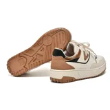 Championes urbanos Via Marte modelo Nova D04, color blanco con detalles en marrón, negro y dorado. Plataforma con suela marrón.