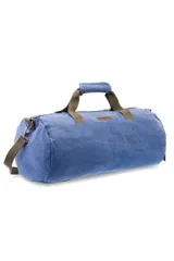 Bolso grande en lona tipo canvas color gris con cintas contrastantes grises.