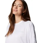 Remera de manga larga Columbia Tidal Tee II de color blanco, confeccionada con tecnología de secado rápido, protección solar Omni-Shade UPF 50 y evaporación Omni-Wick, diseñada especialmente para pesca y actividades al aire libre.