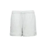 Short deportivo Nike de mujer, color gris melange, de tiro medio, con cintura elástica ajustable con cordón y logo bordado en la pierna.