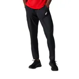 Pantalón Asics de hombre color negro, de tejido de secado rápido, con cierres en los tobillos y detalles reflectantes.