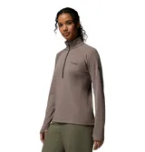 Polar Columbia Driventure de media cremallera color marrón, de manga larga con orificios para los pulgares en los puños y costuras ergonómicas.