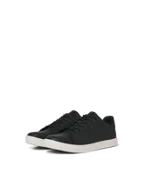 Championes negros de Jack & Jones, modelo Trent, con suela de goma blanca, puntera redonda y cordones.