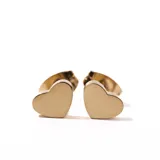 Par de aros dorados con forma de corazón, con cierre a presión.