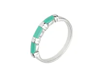 Anillo de plata 925 con tres incrustaciones rectangulares de pasta de turquesa.