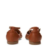 Sandalias planas Bottero de cuero color marrón, estilo huarache con capellada de tiras entrelazadas, talón cerrado y tira ajustable al tobillo con hebilla metálica.