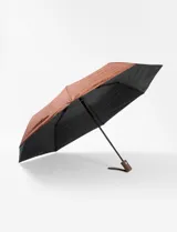 Paraguas automático con tela pongee, color marrón y negro.