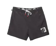 Short de baño negro con parche de pantera negra en la pierna derecha, cintura elástica con cordón ajustable y logo de la marca en la pretina.