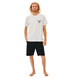 Remera blanca de manga corta con logo de Rip Curl estampado en el pecho.