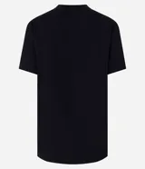 Remera negra de algodón de manga corta y cuello redondo, con estampa frontal inspirada en la película Edward Manos de Tijera.