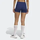 Short deportivo Adidas de voleibol, color azul marino, con corte ajustado, tiro medio y cintura elástica. Presenta el logo de la marca en blanco en la pierna izquierda.