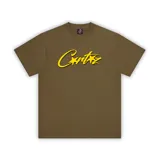 Camiseta verde con logo Corteiz Allstarz estampado en amarillo.