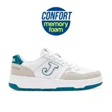 Championes urbanos Joma Attica Lady, color blanco con detalles en verde y beige. Confeccionados en cuero y suela de goma.