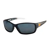 Lentes de sol deportivos marca Caterpillar, modelo Cts Sensor, con armazón envolvente de color negro y cristales polarizados oscuros. Presentan el logo de la marca en relieve metálico en las patillas.