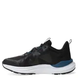 Championes de running Puma modelo Reflect Lite, color negro con detalles en azul y rosado. Presentan una parte superior de malla y material sintético, con entresuela de espuma EVA PUMALite y suela de goma con tecnología Protread para mayor tracción.