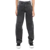 Pantalón cargo negro de denim con bolsillos laterales y traseros.