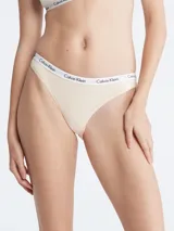 Bombacha Calvin Klein corte clásico, color beige, con cintura elástica con logo de la marca.