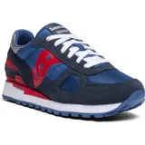 Championes Saucony Shadow Original, color azul con detalles en rojo y blanco.
