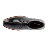 Zapato de vestir formal Hush Puppies modelo Blues, confeccionado en cuero negro con cierre de cordones. Presenta una silueta clásica con puntera redondeada y suela de goma resistente.