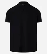 Polo de hombre de manga corta, color beige claro, con cuello mao y tapeta de dos botones.