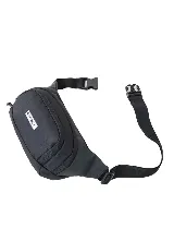Riñonera Rip Curl modelo Waist Bag Icon, de color negro con cierre frontal y etiqueta con el logotipo de la marca.