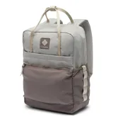 Mochila Trail Traveler 18L de Columbia, color gris con detalles en beige, con compartimento para portátil y tecnología Omni-Shield que repele la humedad y las manchas.