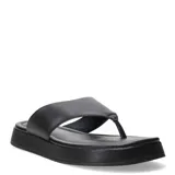 Sandalias tipo chancla con plataforma, color negro, con tira ancha de separación de dedos y diseño minimalista.
