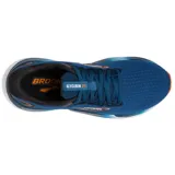 Championes de running Brooks Glycerin 21 para hombre, color azul con detalles en negro y naranja.