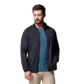 Campera de forro polar Columbia para hombre, con cierre frontal completo, cuello alto y bolsillo vertical en el pecho con cremallera. Confeccionada en tejido de rejilla hidroabsorbente con tecnología Omni-Wick.