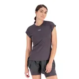 Remera deportiva New Balance Impact Sleeve Top para mujer, color gris oscuro, de manga corta con dobladillo y tecnología NB ICEx de secado rápido.