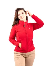 Campera azul marino de micropolar con cierre frontal y bolsillos laterales con cierre.