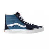 Zapatillas de skate Vans Sk8-Hi, de caña alta, color azul con detalles en azul marino y blanco.