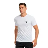 Remera deportiva de manga corta, color blanco, con cuello redondo y el logo de Diadora impreso en negro en el pecho.