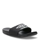 Chanclas Umbro modelo Profoam Lady, color negro con el logo de la marca estampado en blanco sobre la banda superior. Diseño ergonómico de una sola pieza con suela contorneada.
