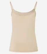 Musculosa básica de poliamida con breteles finos y escote redondo, confeccionada en tejido suave y elástico.