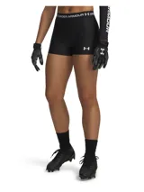 Calza corta deportiva Under Armour de ajuste ceñido, confeccionada en tejido HeatGear ligero y transpirable. Presenta cintura elástica con el logo de la marca visible y costuras planas ergonómicas para mayor comodidad durante el entrenamiento.