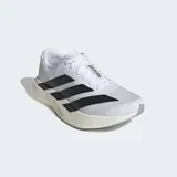 Championes de running Adidas Adizero Evo SL, color blanco con tres franjas negras en el lateral. Cuentan con entresuela Lightstrike Pro y suela Continental.
