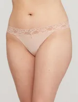 Colaless de microfibra suave color rosa pálido con aplique de encaje floral suave y elastizado.