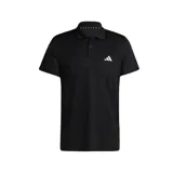 Chomba de piqué negra con logo Adidas blanco en el pecho.
