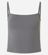 Top cropped de tirantes finos, escote cuadrado y corte ajustado, color rojo oscuro.