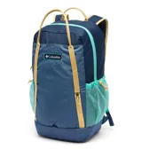 Mochila Columbia Echo Mountain de 25 litros en color azul marino con detalles en celeste y beige. Cuenta con compartimento principal amplio, bolsillo frontal con cierre, bolsillos laterales de malla y correas ajustables.