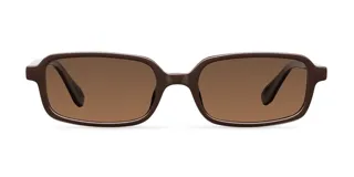 Lentes de sol Meller modelo Razi Chocolate Kakao con montura rectangular fina de color marrón y lentes polarizadas en tono marrón a juego.