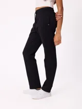 Babucha azul marino con cintura elástica y cordón ajustable, bolsillos laterales y corte recto.