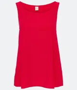 Musculosa femenina color rojo, con tirantes anchos y escote redondo, confeccionada en viscosa.