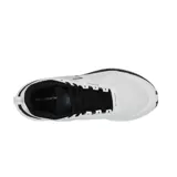 Championes de running 361° con diseño técnico en color blanco, con detalles en negro en el talón, cordones y cuello. Presenta una suela con amortiguación y refuerzos en la puntera y el talón para mayor estabilidad.