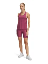 Calza corta deportiva Under Armour de talle alto, confeccionada en tejido HeatGear ultraligero que absorbe el sudor y permite libertad de movimiento. Presenta costuras planas ergonómicas, cintura elástica con bolsillo integrado y el logo de la marca en la pierna.